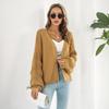 Three-dimensional Bubble Lantern Sleeve Loose Knitted Cardigan Women's Autumn and Winter  Sweater