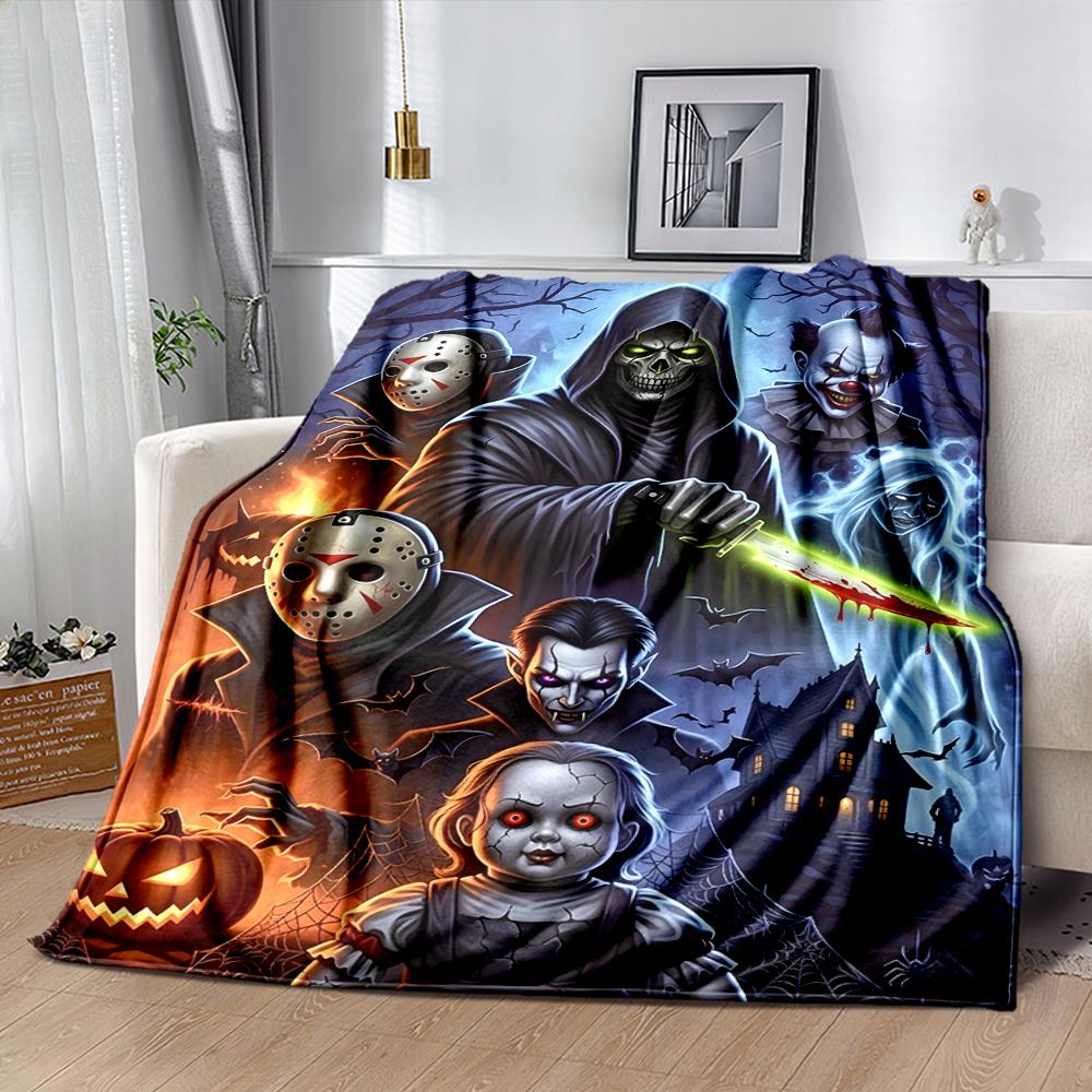 Horror Characters Printed Blanket Soft Cozy Blanket For Sofa Bedroom Living Room Dorm And Outdoor Use