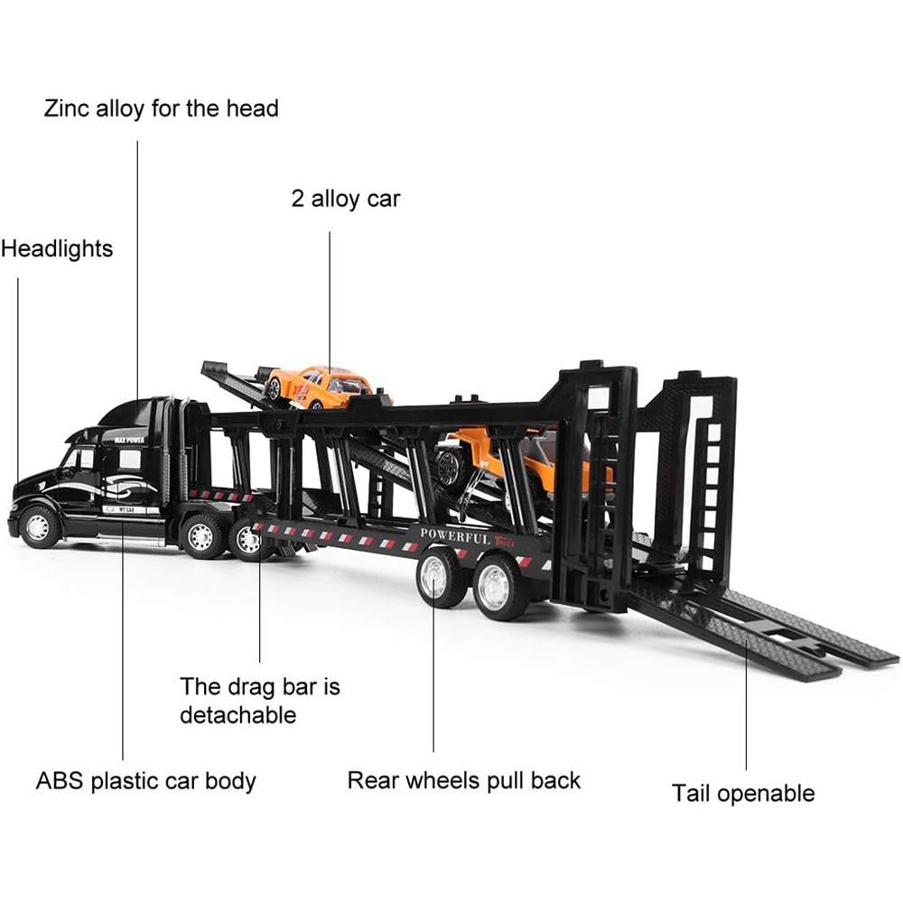 1/48 symulacja pojazdu transportowego odlewanego ciśnieniowo, aluminiowy model ciężarówki z lekkim efektem dźwiękowym, samochodzik-zabawka