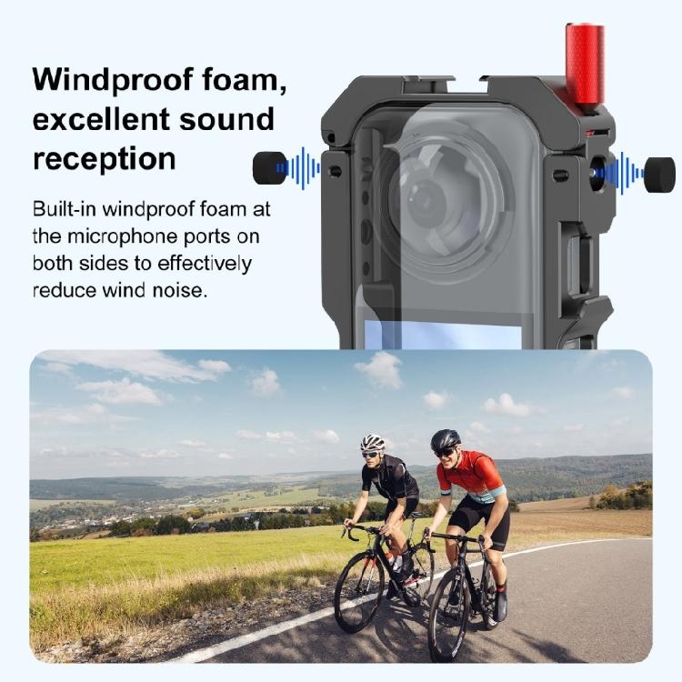 Reinforced Aluminum Frame Cage For 360 X5 Camera Housing Shell Quick Installation Exposed Battery Compartment
