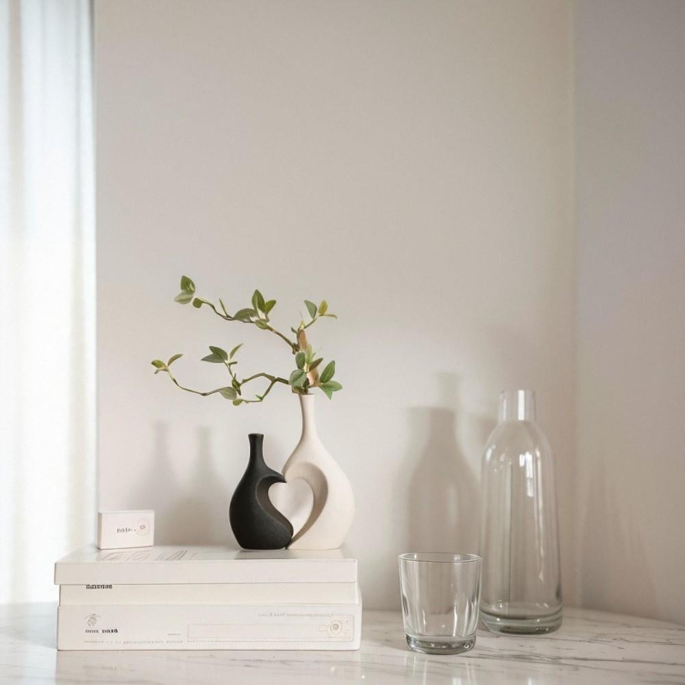 A Set Elegant Ceramic Vase Solid Color Flower Arrangement Vase Creative Water Cultivation Vase