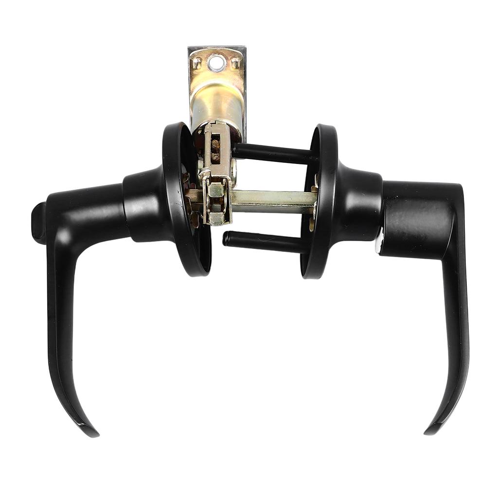 Door Lever Lock Black Aluminum Alloy with 3 Keys Locking Door Handle for Bedroom Bathroom 45‑65mm Door Thickness