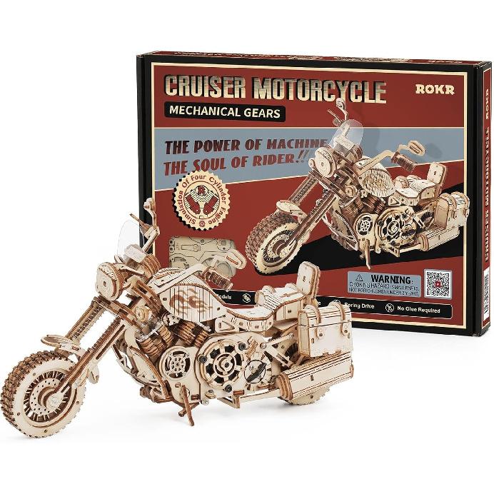 ROKR 3D Wooden Puzzles for Adults 1:8 Scale Motorcycle Model Car Kits to Build - DIY Wood Craft Hobbies for Adults/Men/Women for Teens/Dad/Mom