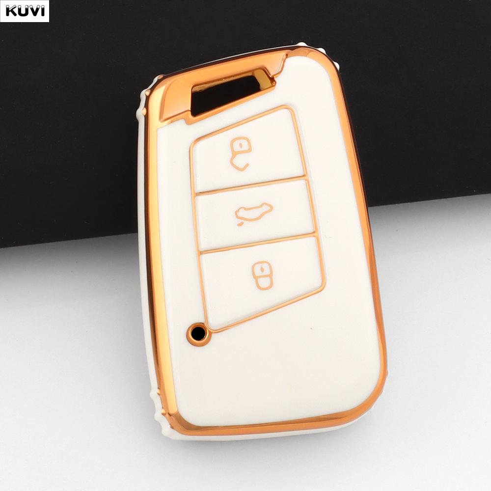 Mode TPU Auto Afstandsbediening Slimme Sleutelhoes Cover Voor Vw Volkswagen Magotan Passat B8 Skoda Superb Kodiaq A7 Houder Fob Accessoires white
