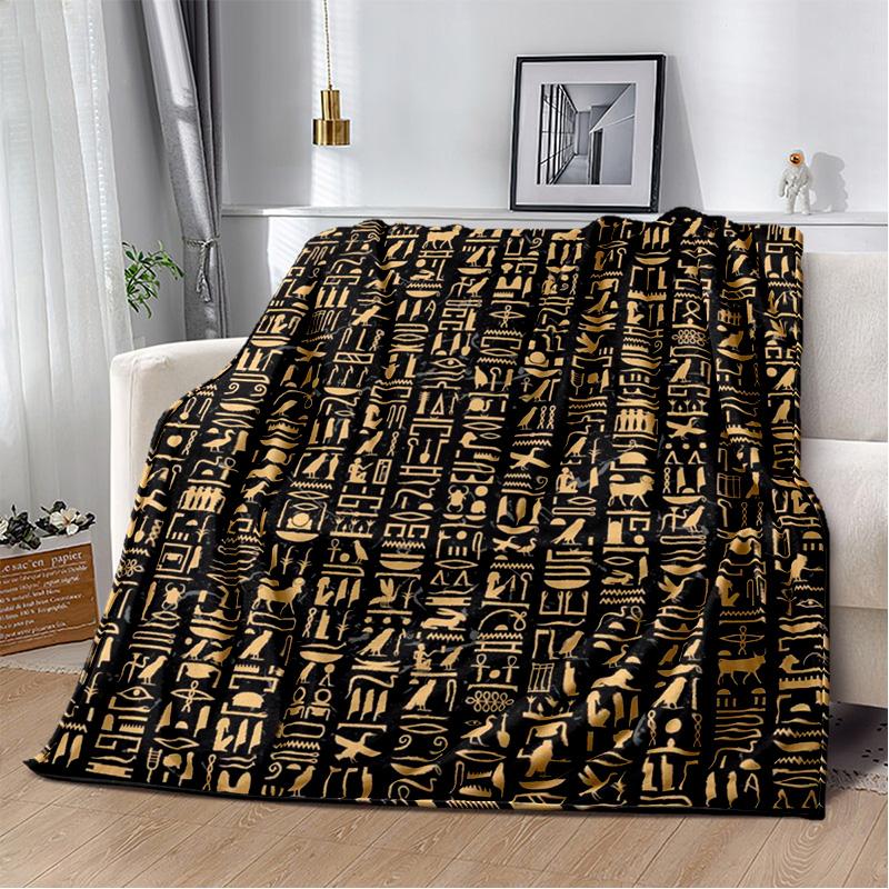 3D Ancient Egyptian Mythological Ideographic Sign Symbols Blanket,Soft Throw Blanket for Home Bedroom Bed Sofa Cover Blanket Kid