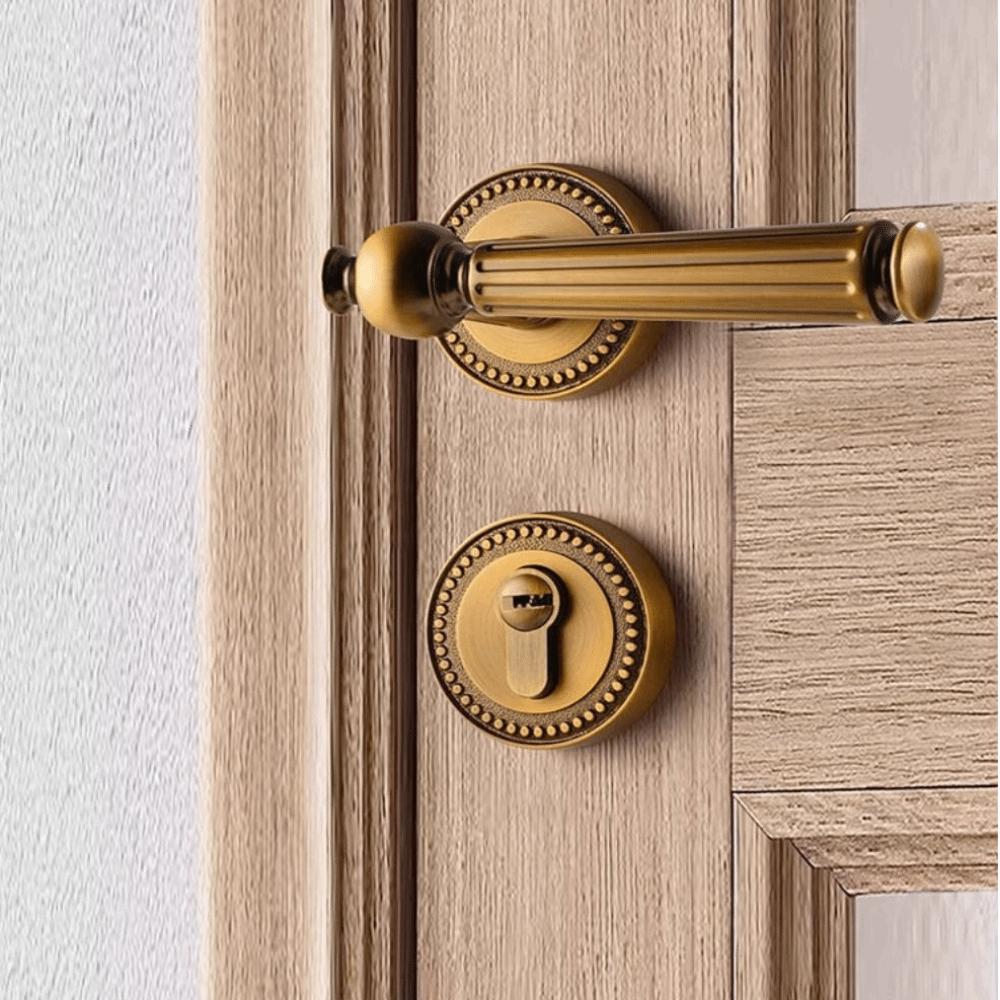 Retro Style Magnetic Suction Door Lock Simple Design Wooden Door Handle Split Door Lock  Bedroom