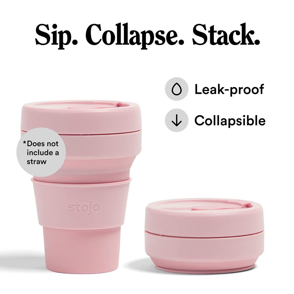 Stojo Pocket Cup 12oz355ml Foldable My CupMy Tumbler (CARNATION)