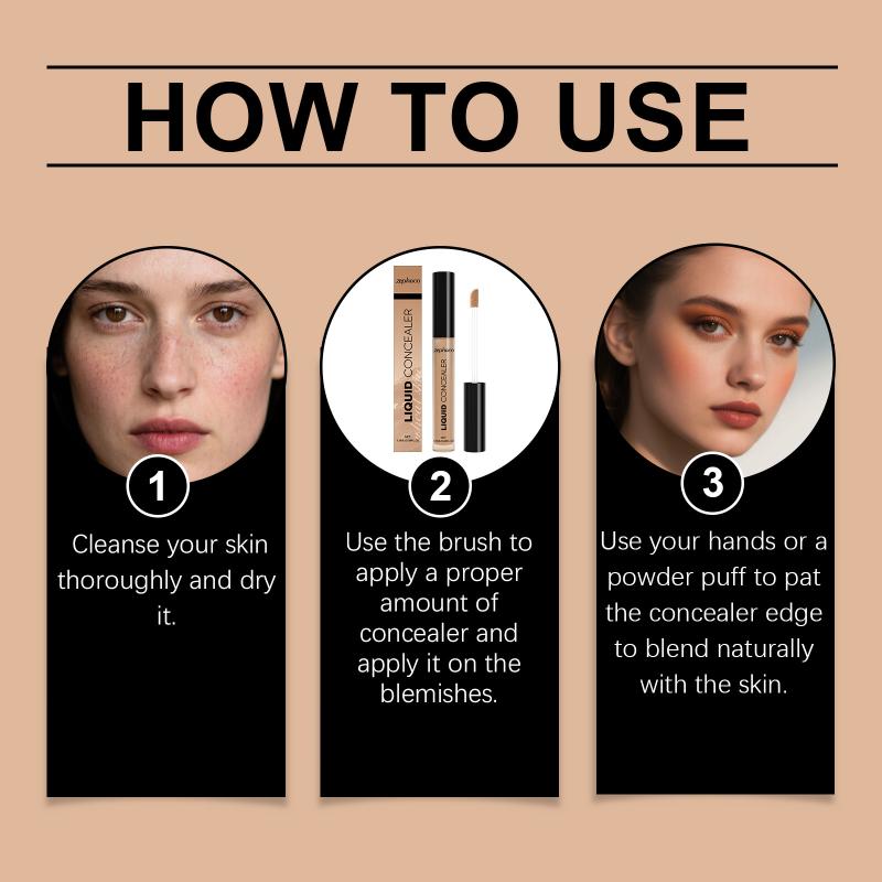 Wheat-colored Liquid Concealer - Lightweight & Skin-Fitting, Blemish-Covering, Matte Hydrating, Maintains Fresh Balanced Skin