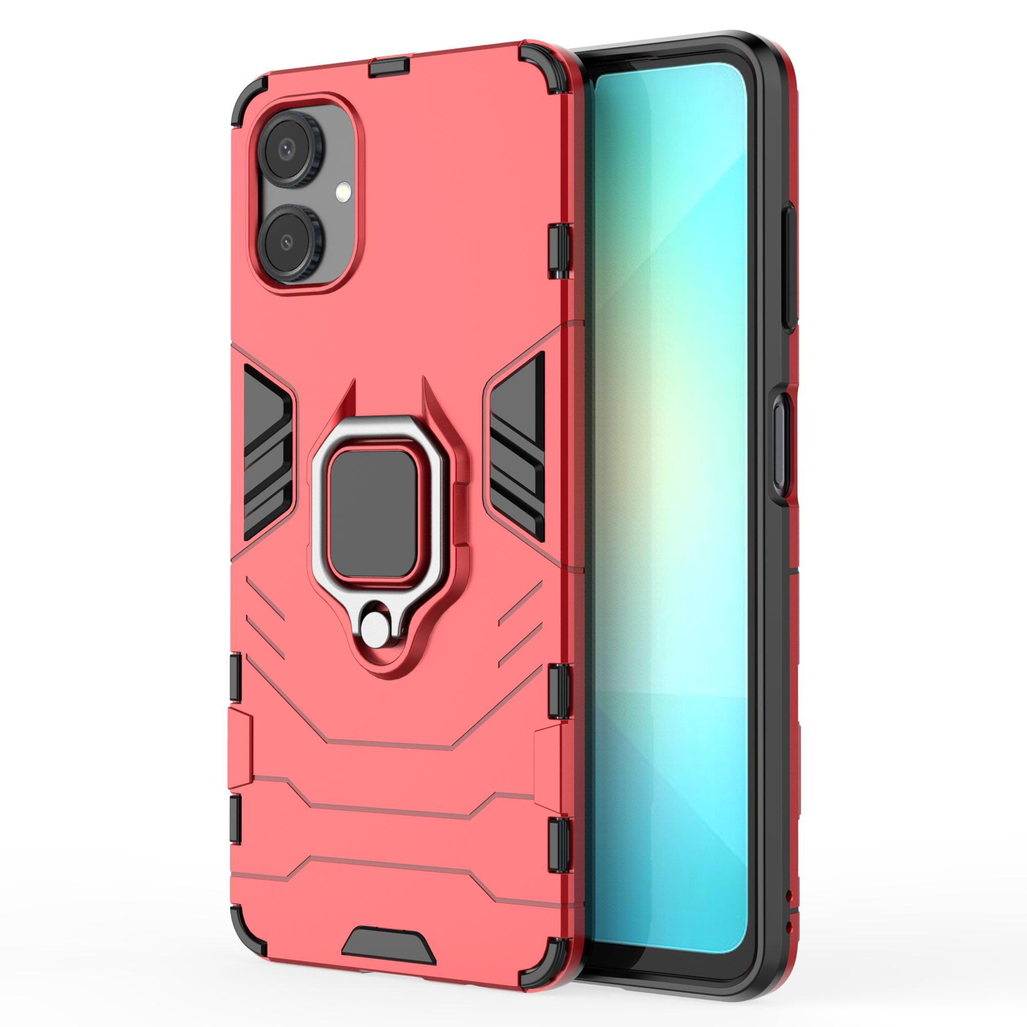 

For Samsung Galaxy A06 4G Case PC+TPU Protective Phone Cover with Ring Kickstand Red