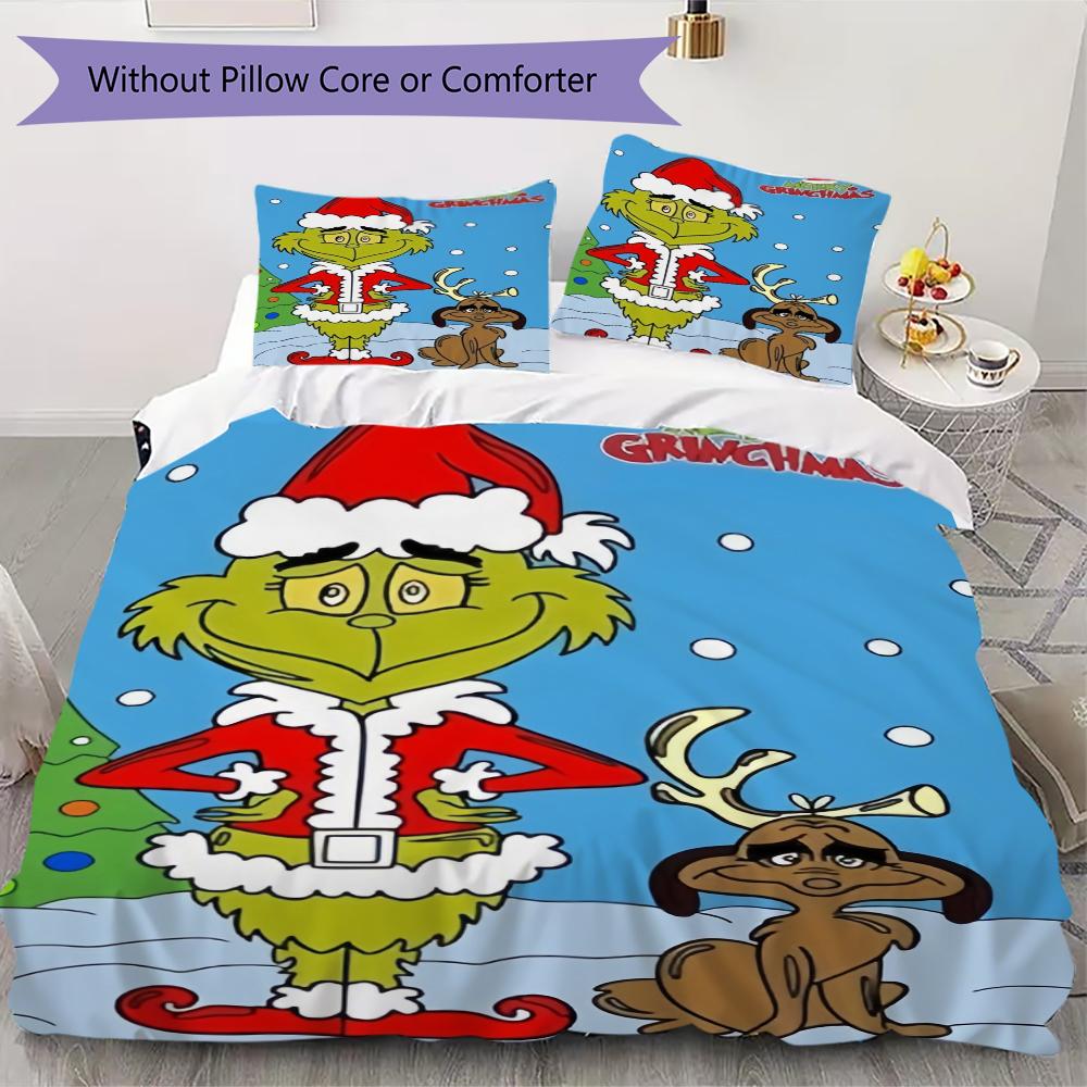 Merry Grinchmas Holiday Joy Threepiece Set Without Core 1 Duvet Cover 2 Pillowcase Without Core Duvet Cover And Pillowcase