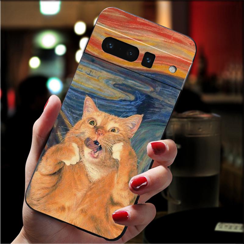 

Phone Case For Google Pixel 10 Pro 9 Pro XL 9A 8 7 6 Pro Pixel 8A 7A 6A Pixel 8 7 6 5 Cat Starry Night Van Gogh Google Pixel 6A