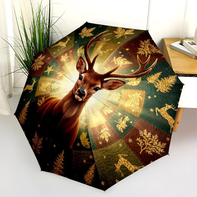 1 PC Automatic Folding Umbrella - Cartoon Pattern, Portable & Foldable Design with 8 Ribs, Christmas Birthday Gifts