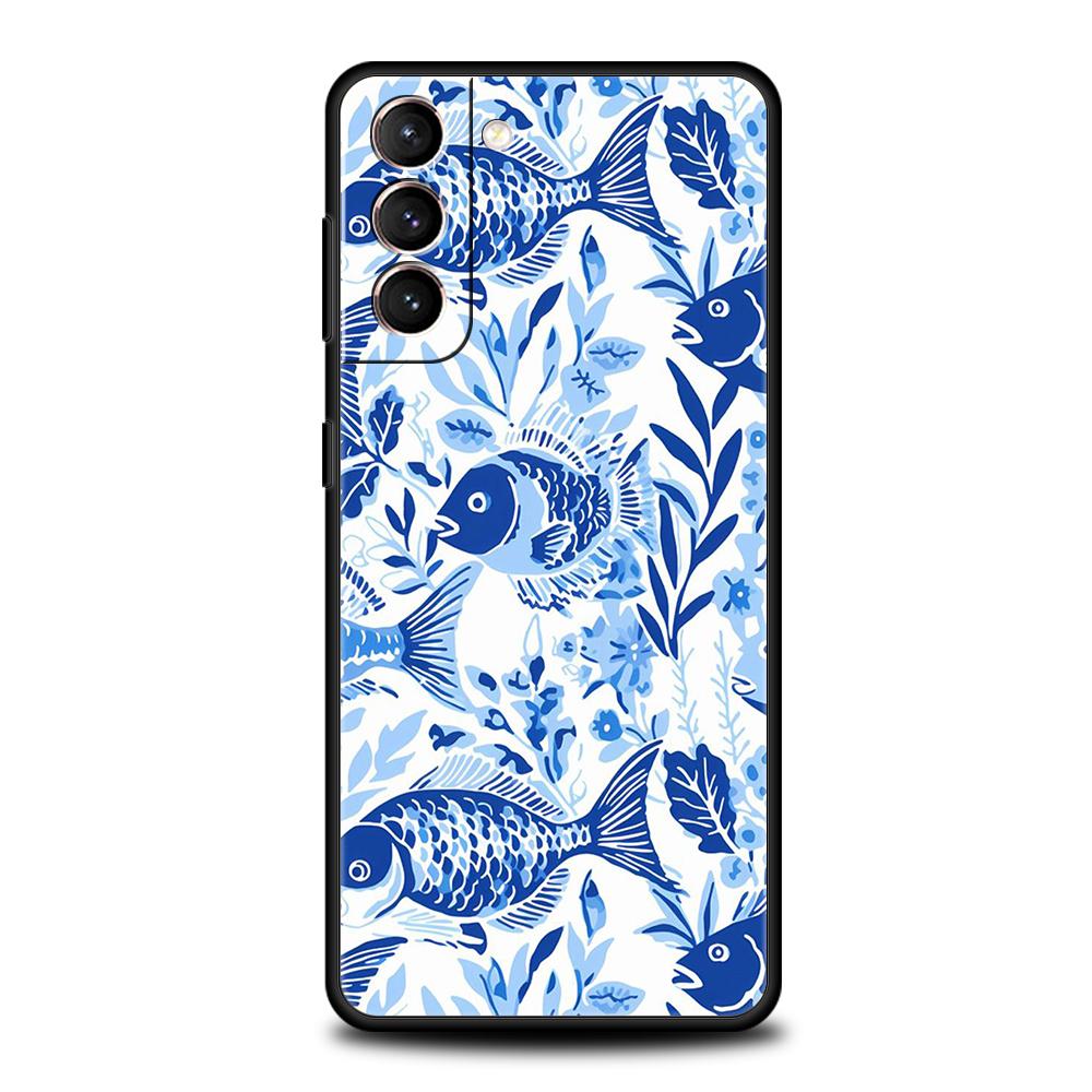 Phone Case Cover for Samsung Galaxy S25 Edge S24 S23 S22 S20 S21 FE Ultra S10 S10E Plus 5G Soft TPU Capas Blue Ocean Fish Capas
