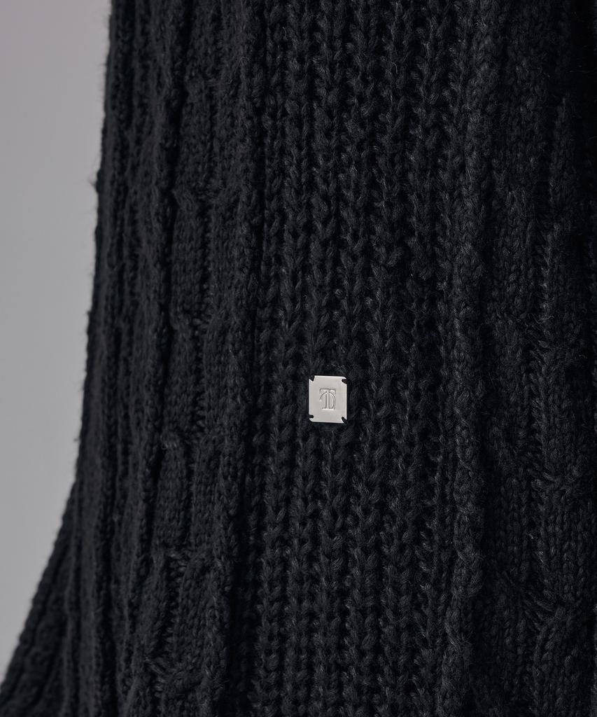 Teulimingbeodeu Wool Damage Tassel Knit Set-Up Pullover [ Black ]
