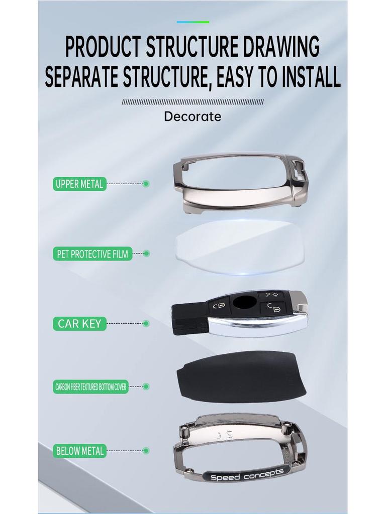 Mercedes-Benz Key Cover for C200L, GLA, B200, CLA220, C180L (Old Model), A180, GLC.