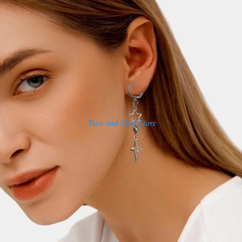 HX6F Lightweight Round Bead Pendant Earrings Adornment Gothic Ear Pendant Accessories for Fashion Enthusiasts