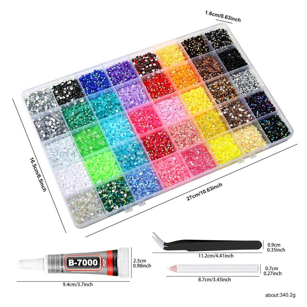 Nail Art Accessories: 40-Grids Colored Resin Flat-Bottom Jelly Rhinestones for DIY Nails, Clothing, and Phone Decoration