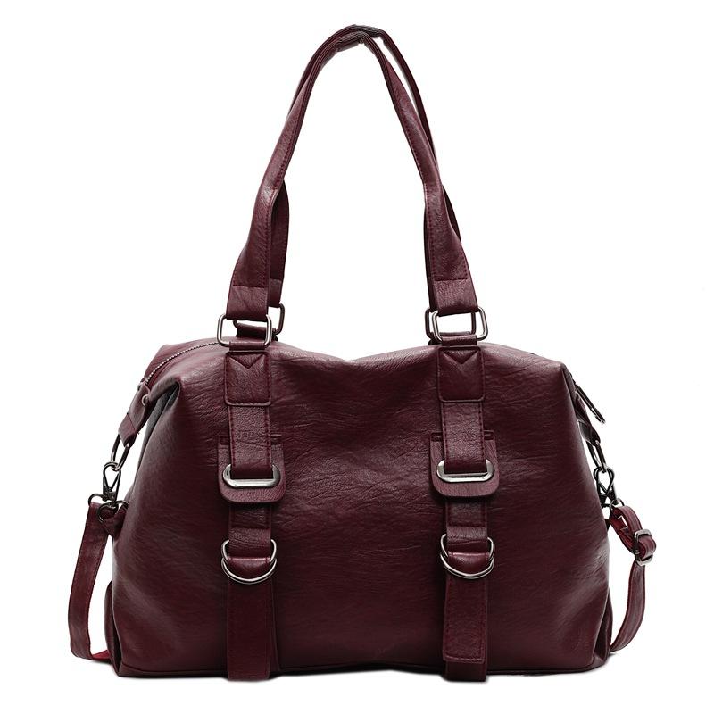 

Женская сумка Европейский и американский трендовый большая вместимость ручная сумка-тоут средневековая мягкая кожа на плечо кроссбоди красный