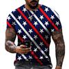 American Flag Pattern 3D Digital Printing Men's Fashionable Round Neck Short Sleeved T-shirt