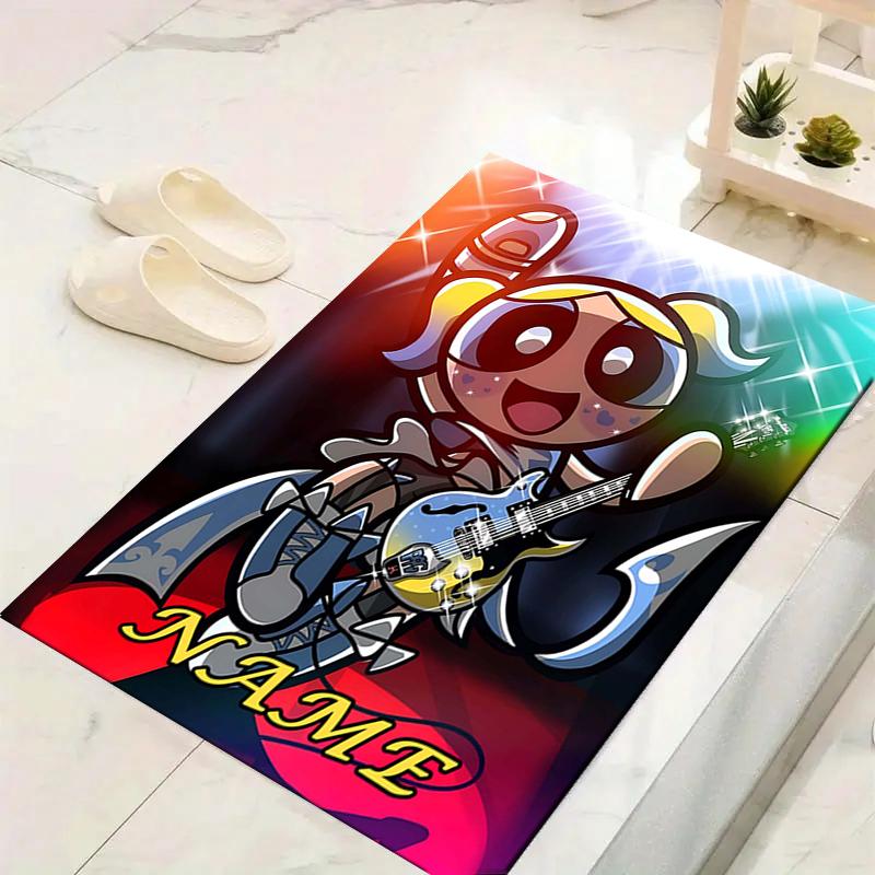 Custom 1Pc Powerpuff Girls Rainbow Rug Office Carpet Indoor Outdoor Entrance Doormat Nonslip Soft And Comfortable Living Room D491514