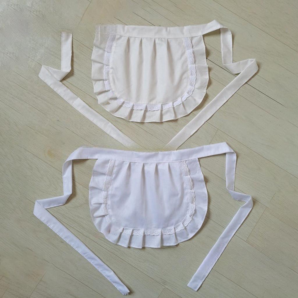 Women Apron Ruffled Maid Apron Waist Apron Breathable Kitchen Baking Cooking Apron Ruffled Waist Apron Servant Apron