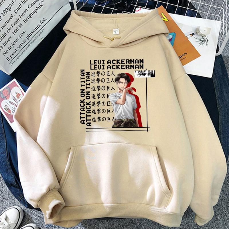 Japonské anime Attack on Titan Levi Grafické tištěné mikiny s kapucí pro muže a ženy Manga Mikiny nadměrné velikosti Mikina Harajuku Pánská streetová móda