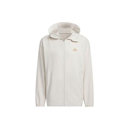 adidas solid color sun-protection woven hooded jacket, unisex, white XL белый