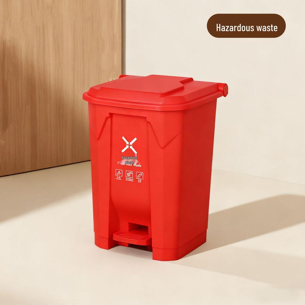Large Outdoor Commercial Plastic Pedal Trash Can with Lid for Kitchen and Home