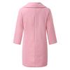 Moda feminina sólida manga comprida casual tecido de lã casaco de comprimento médio