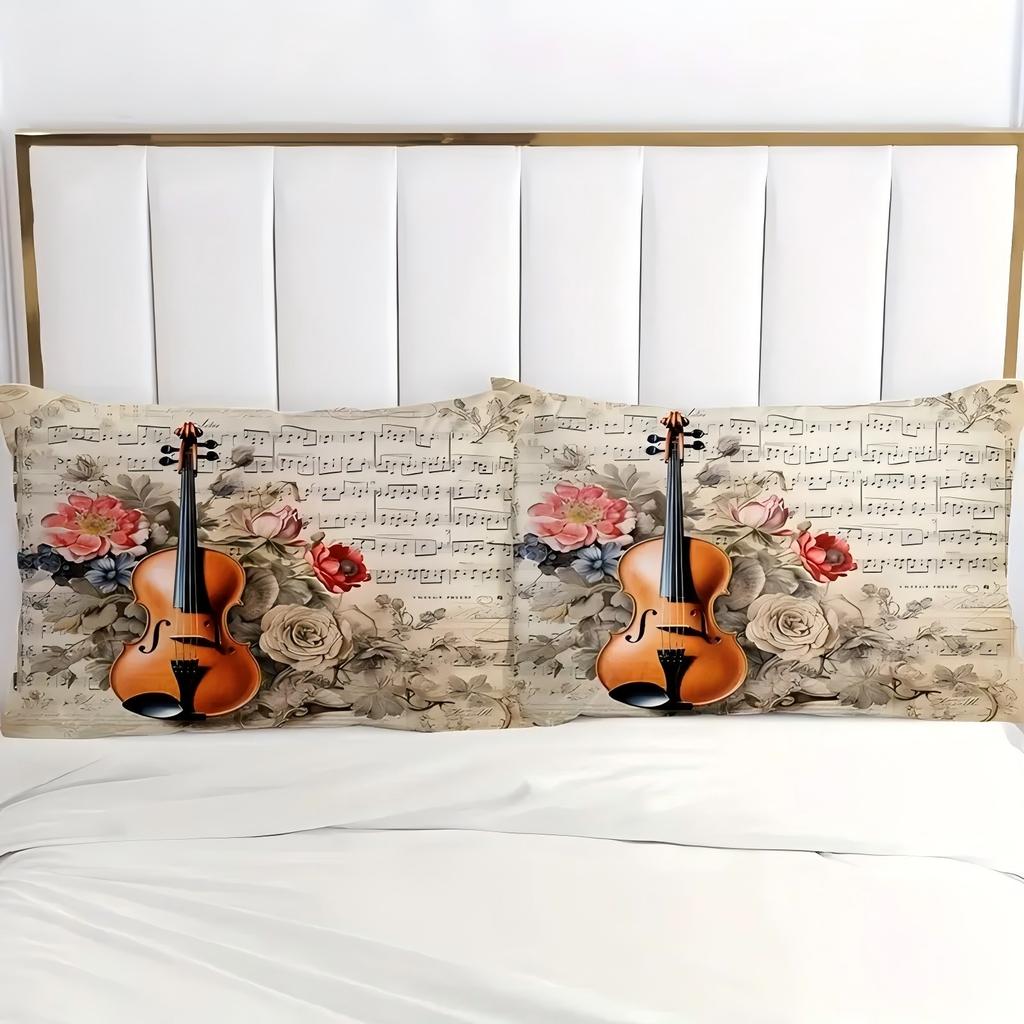 Violin Score Rose 3D Printed Bedding Set Pillowcase Classical Music Art Retro Style Quilt Cover Home Textiles Duvet Cover Set