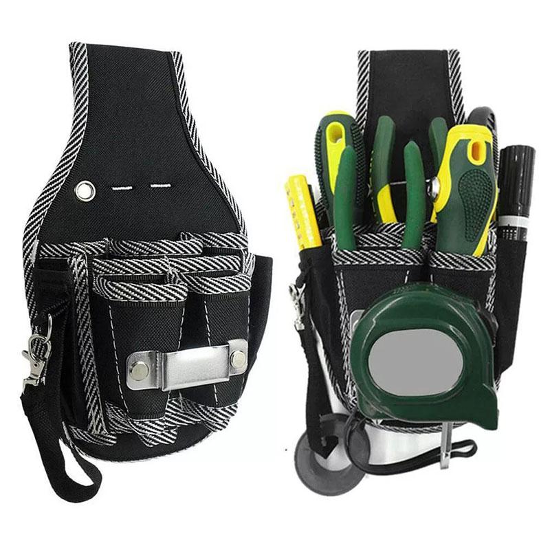 Durable Fabric Tool Belt Pouch with Adjustable Strap and Multiple Pockets for Electricians and DIY Projects