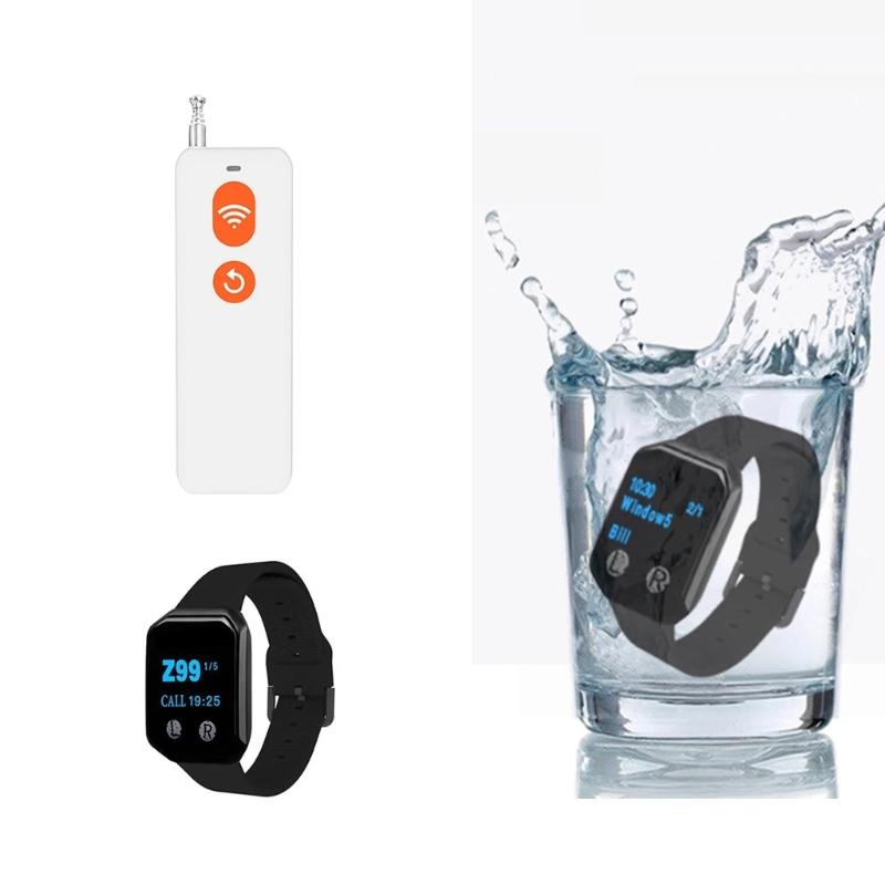 Drahtloser Anruftaster Ältere Alarm Uhr Empfänger Wasserdicht Pflegekraft Pager Tragbar Krankenschwester Anruftaster ABS Textur