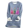 Ladies' Loose And Comfortable Round Neck Christmas Print Thick With Pockets Long Sleeved Top