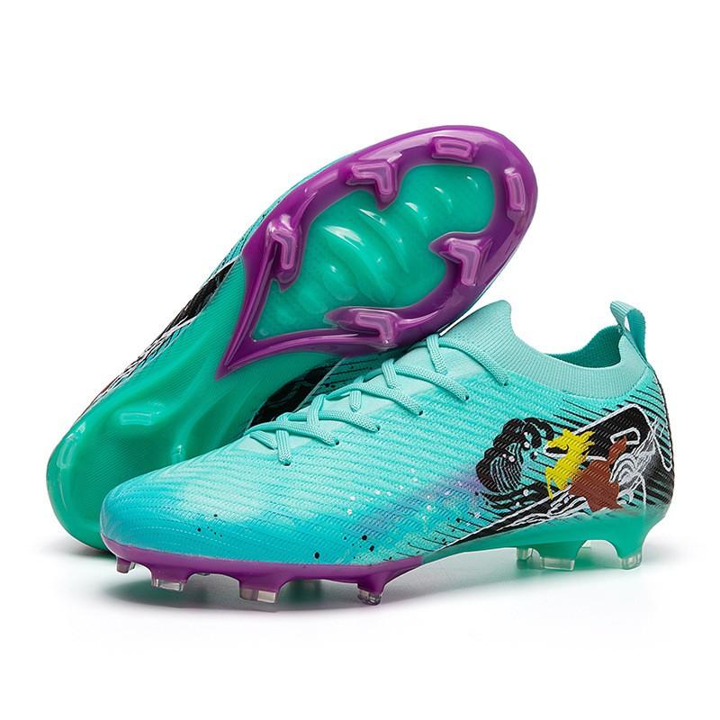 Men Women Soccer Cleats Grass Field Training Match Rubber Sole Breathable Mesh Upper High Top