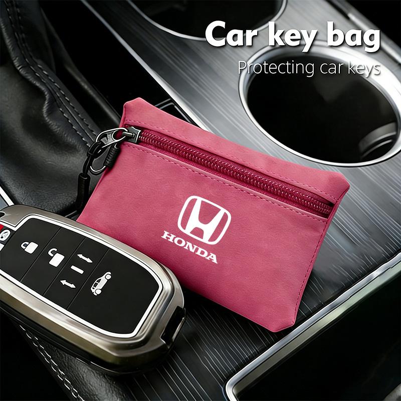 Leather Car Key Case Keychain Mini Storage Bag Zippered For Honda Jazz Pilot CRV Odyssey City Shuttle HRV CRX Civic FIT Accord XD9