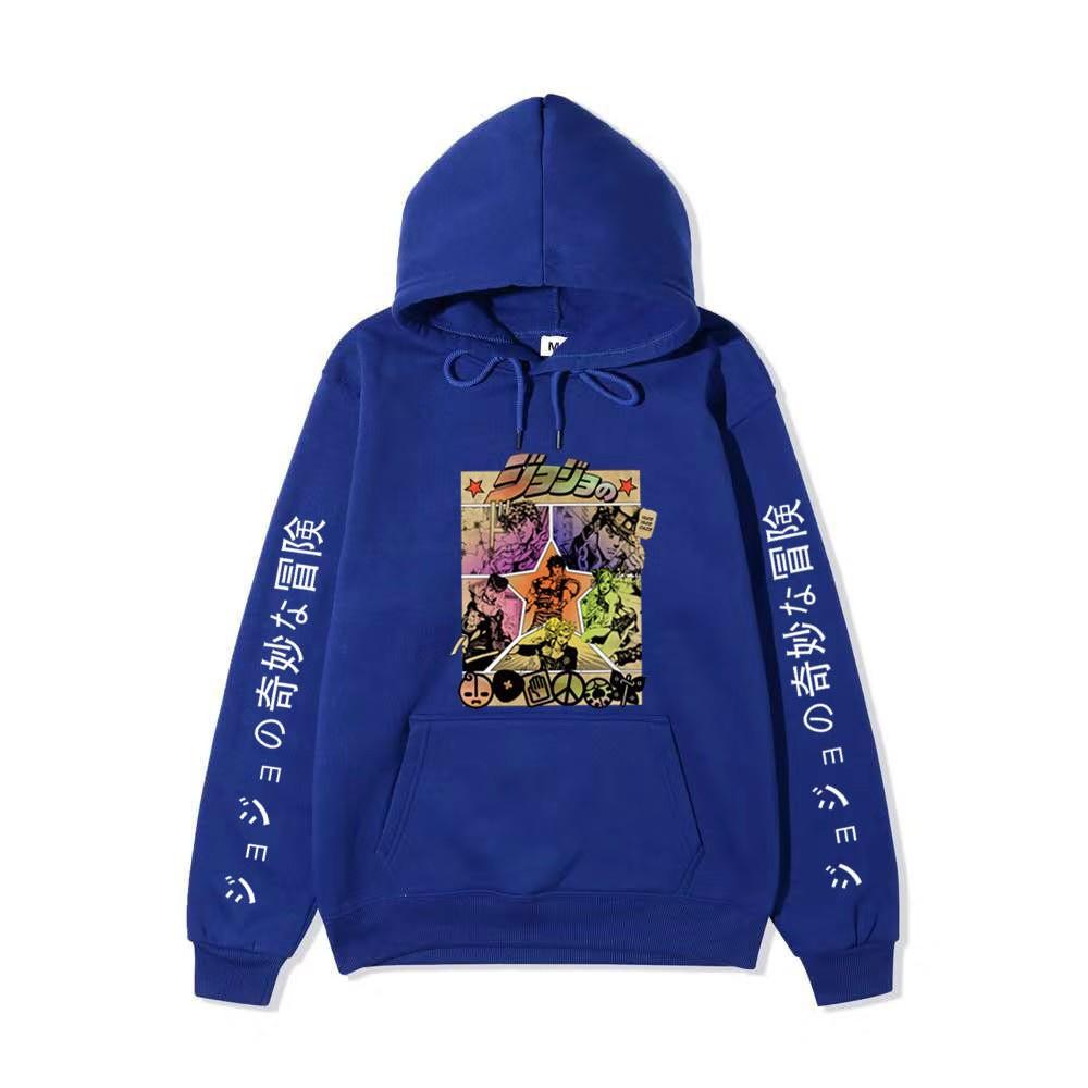 JoJo Bizarre Adventure Hoodie Unisex Fleece Sweatshirt Color Manga Print Autumn Winter Pullover