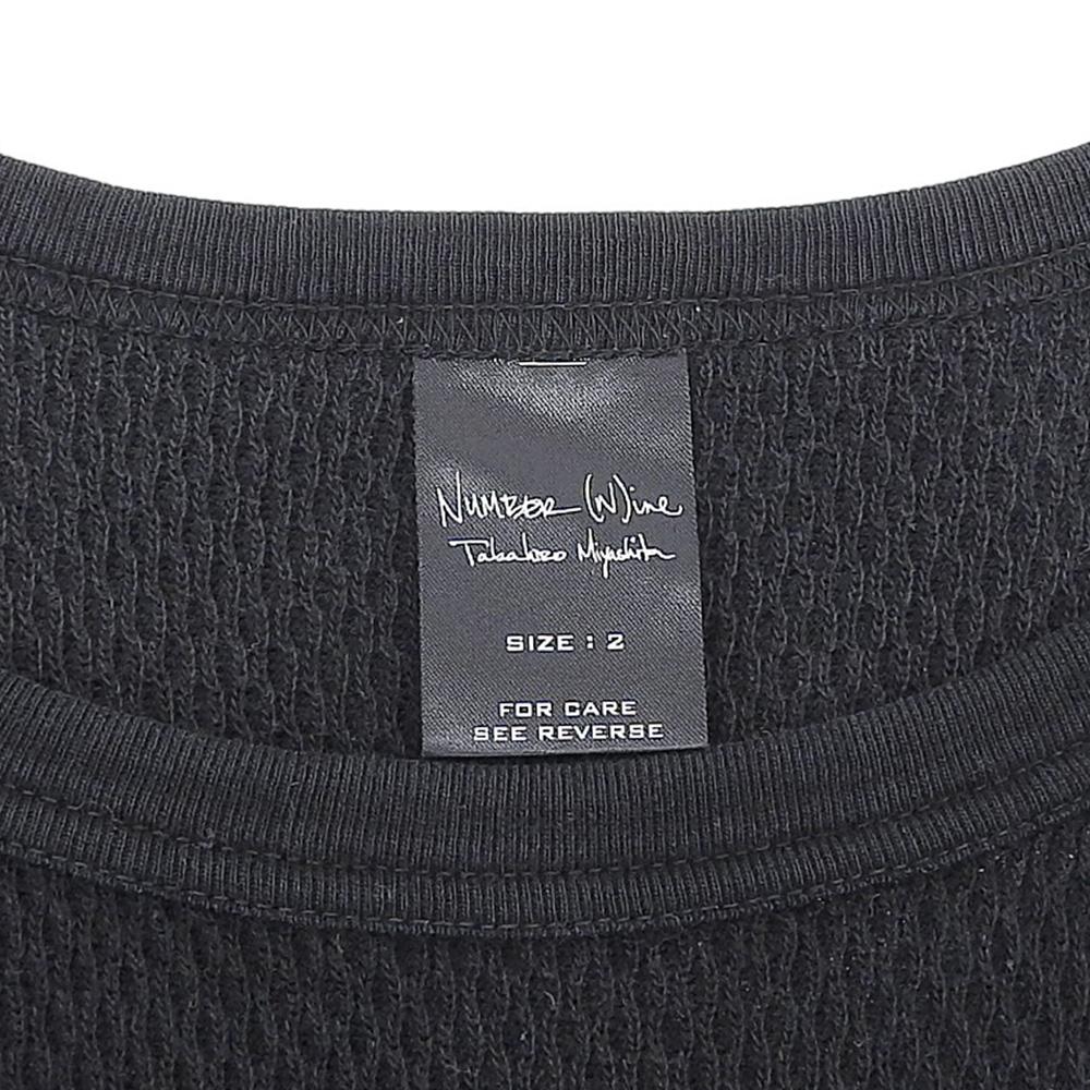 NUMMER (N.)INE Herren Baumwaffel Cut and Sew Thermo-Oberteil, Schwarz, Größe 2 Oberteile 2 schwarzGebraucht