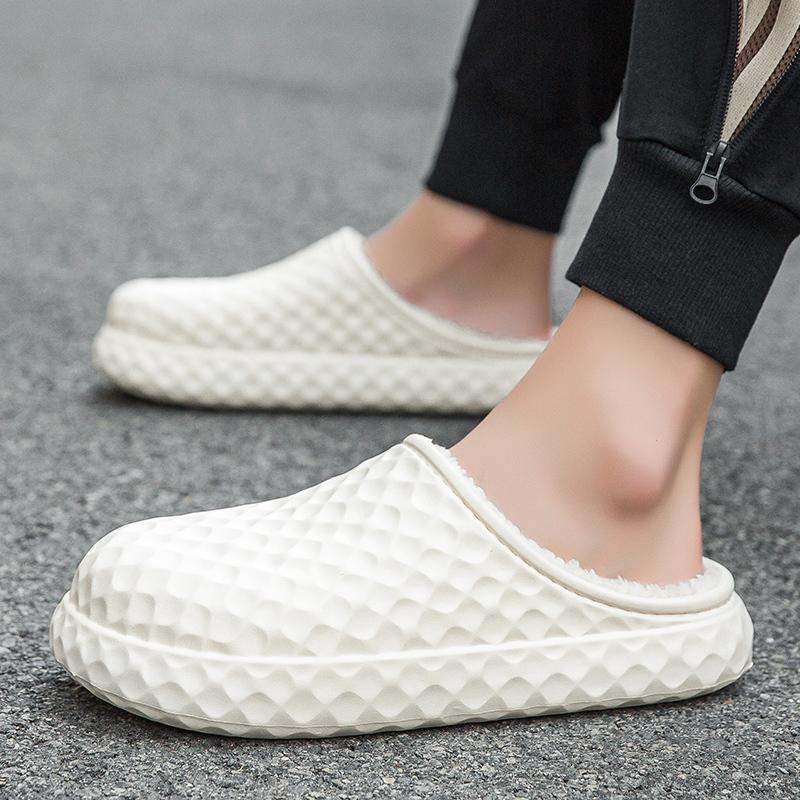 Men Warm Winter Cotton Shoes Women Warm Fur Home Slippers EVA Non-Slip Plush Slippers Indoor Couple Thick Sole Footwear Slides