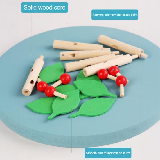 Wooden Building Block Tree Toy Fine Motor Skills Hand Eye Coordination Training Toddlers Educational Yellow Green Leaves Tree Assembly Toy with Base