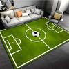 Soccer Field Pattern Mat Non-Slip for Living Room, Office, Bedroom Decor, Green with White Soccer Ball Design, Soccer Room Decor