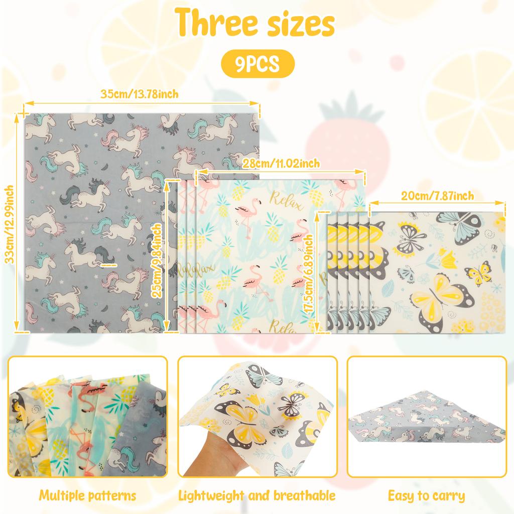 9/10Pcs Food Fresh Keeping Storage Wrap Beeswax Reusable Kitchen Bread Sandwich Wraps Fruit Vegetable Cheese Food Wrapping