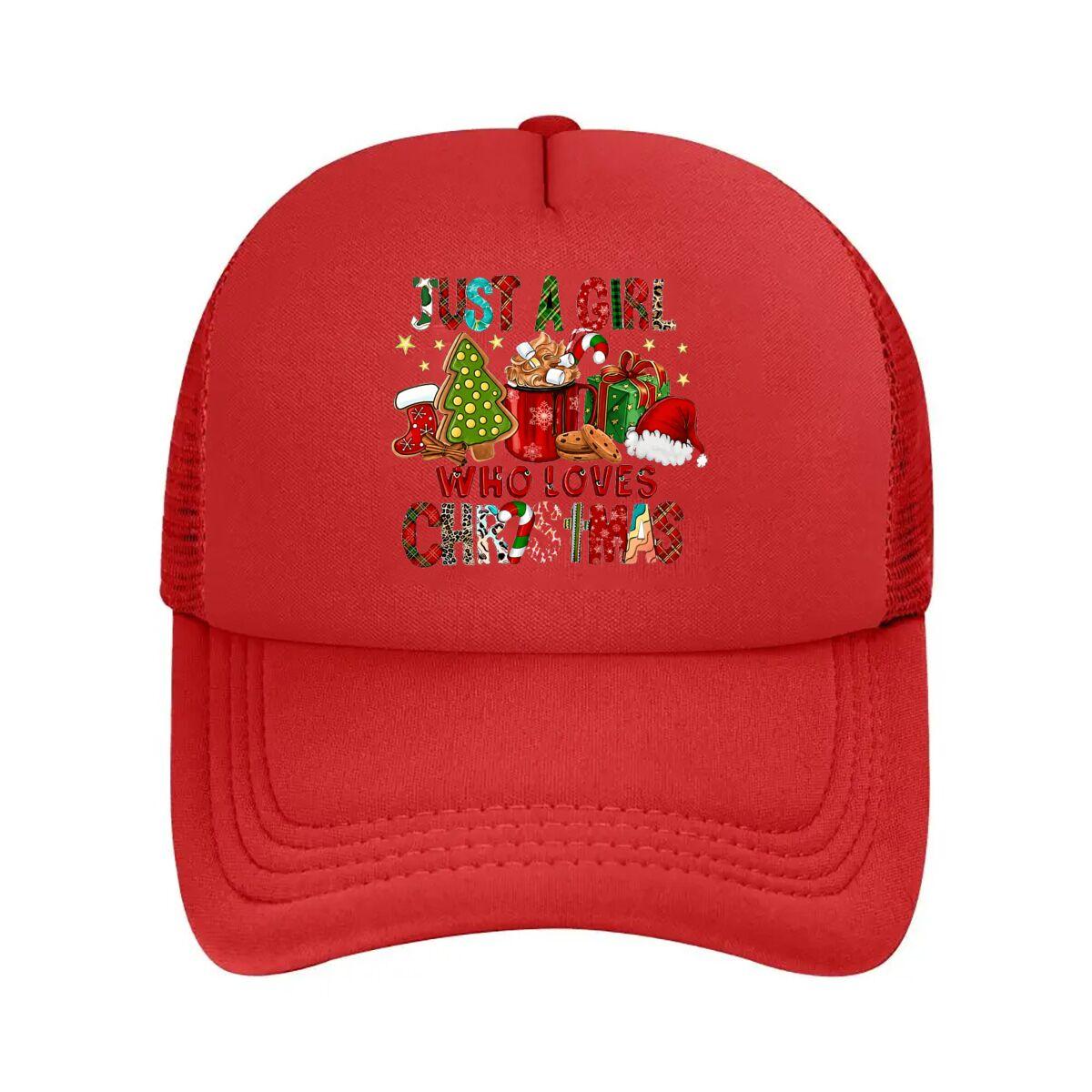 Just A Girl Who Loves Christmas Graphic Mesh Baseball Cap Hip Hop Adjustable