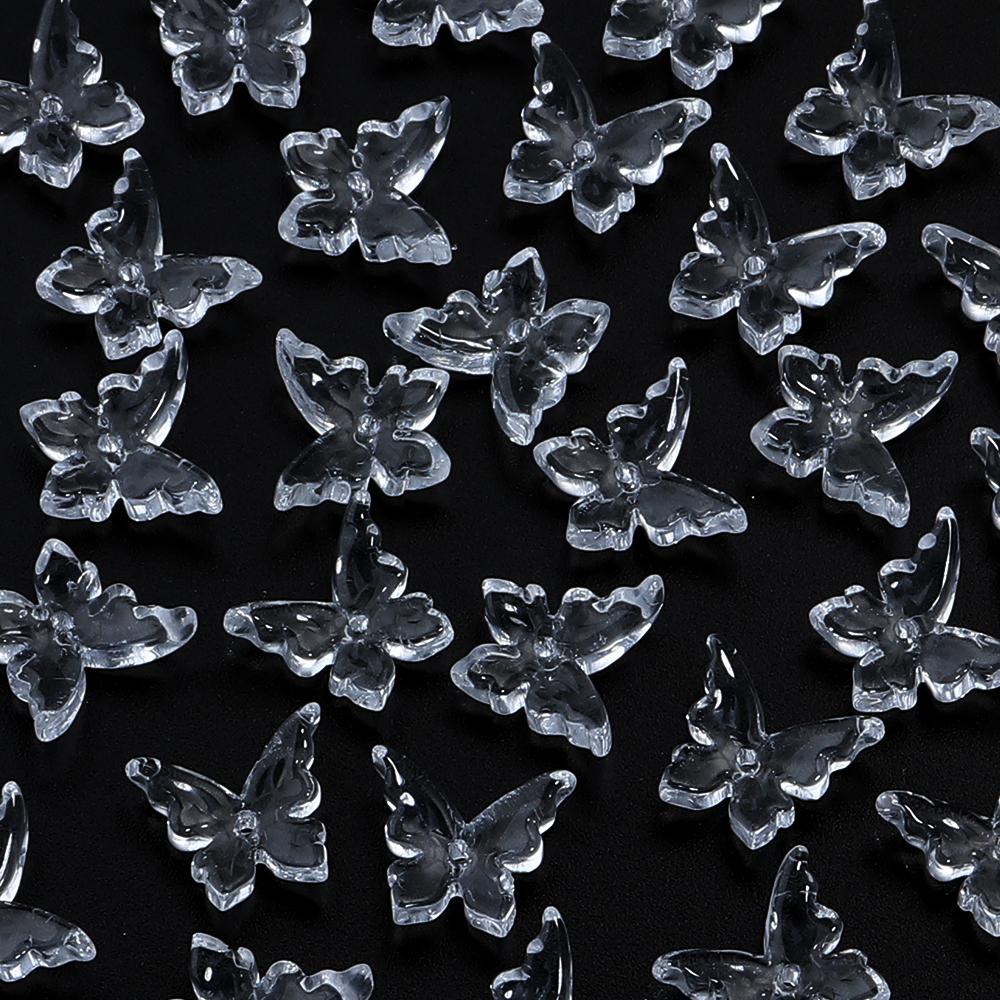 50pcs Butterfly Lampwork Beads 14x12mm Colorful Glass Loose Spacer Beads For Jewelry Making DIY Necklace Bracelets Accessories