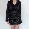 Women's Plus Size Black PU Leather Bodycon Mini Skirt - High-End Spring/Autumn Style with Ant Waist Design