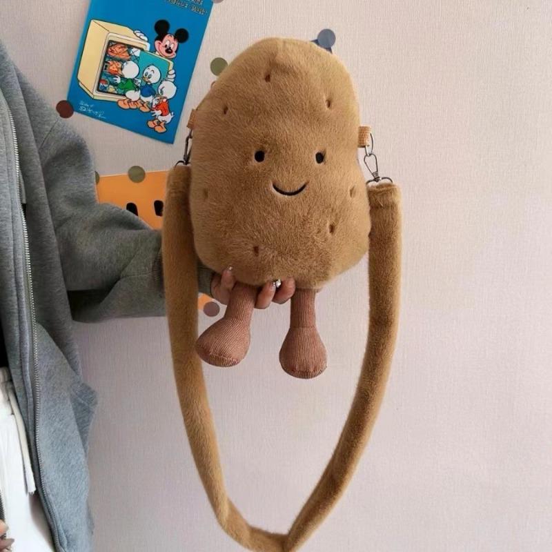 Positive Energy Potato Hug Plush Crossbody Bag Cute Simulation Toy Dolls Plushie Stuffed Fashion Fur Handbag Gift for Girlfriend