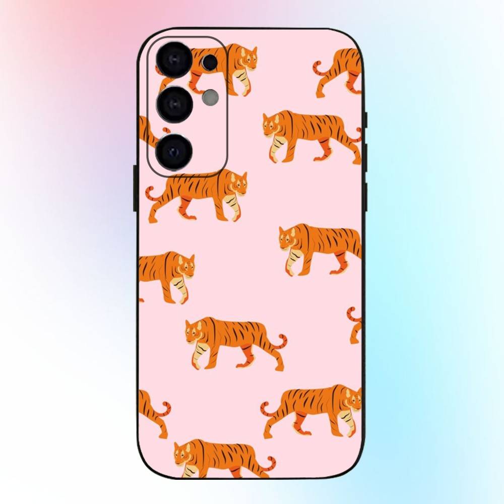 

Pink-orange Striped Tiger Phone Case For Samsung S25,S24,S21,S22,S23,S30,Ultra,S20,Plus,Fe,Lite,Note,10,9,5G Black Cover Samsung S25