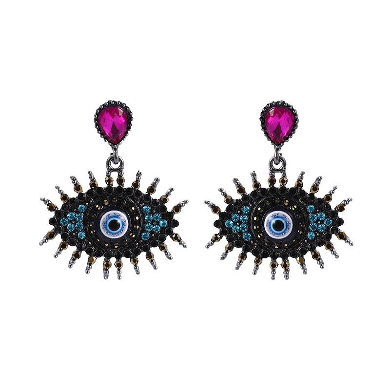 Devil's Eye Drip Oil Alloy Earrings: Trendsetting European & American Street Style