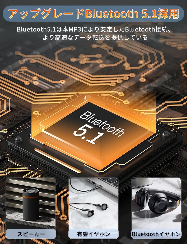 HyPour MP3 Music Player with 32GB 128GB SD Card Music Movie Photo FM Alarm Language Japanese Manual Included Ultra-lightweight (26g) Built-in,