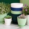 Plastic Flowerpot Indoor Outdoor Planter Flower Pots for Plants with Tray Home Decoration Potted Plant Holder Gardening Supplies