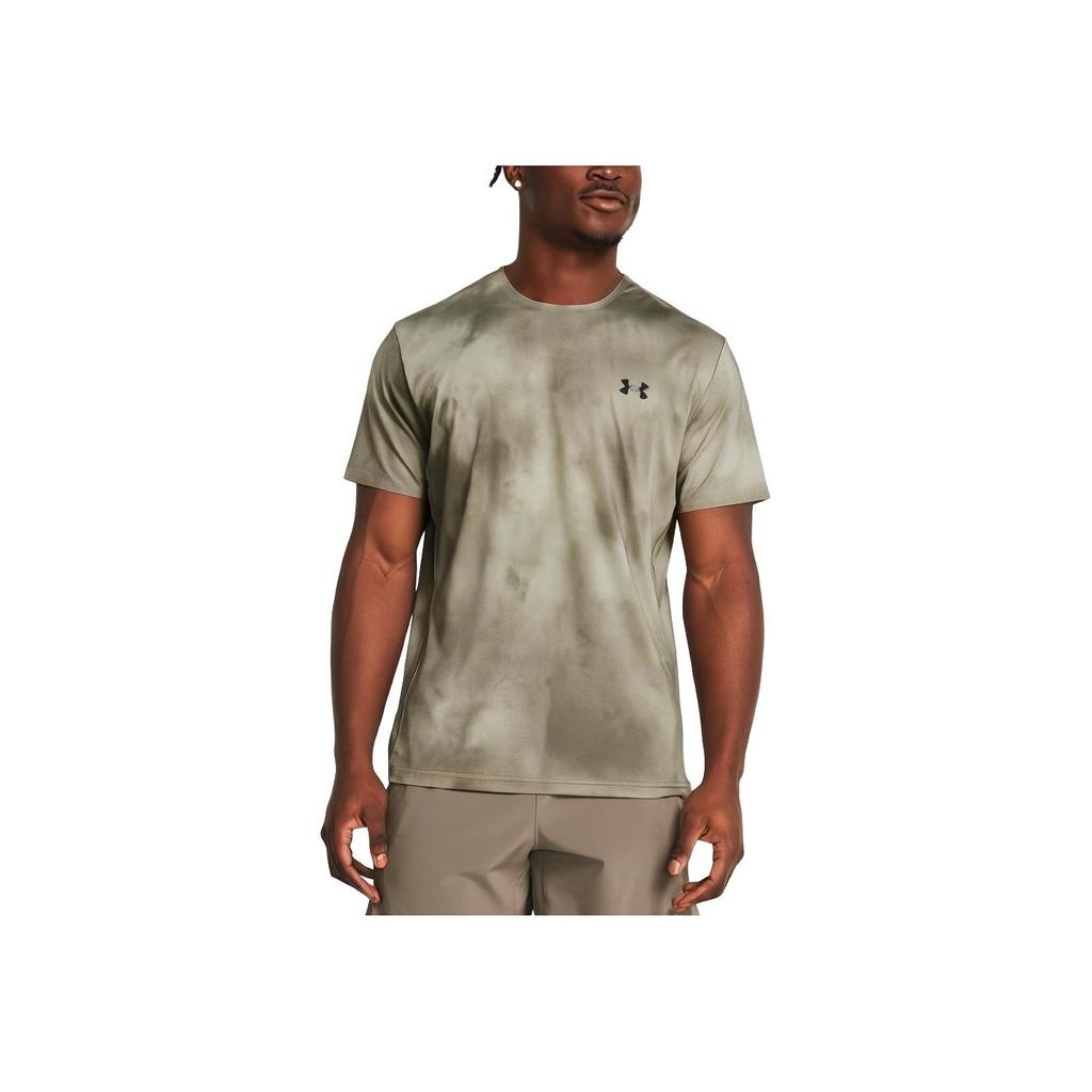 Under Armour UA Vanish Elite Logo Tie-Dye Print Breathable Crew Neck Training T-Shirt Men Tops Gray Brown 1383669-200